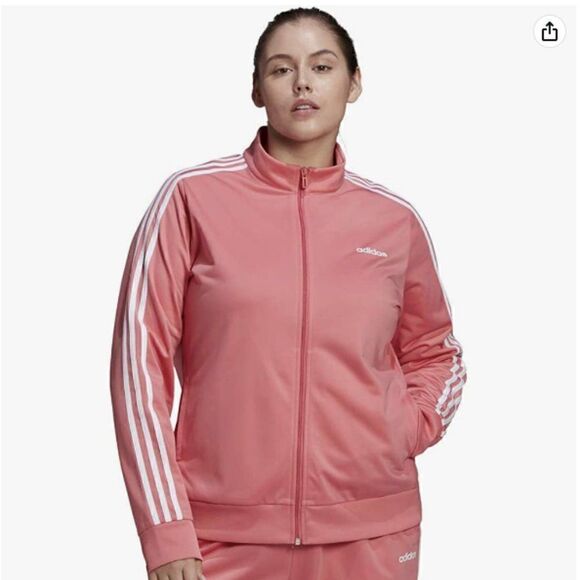 Adidas Essentials 3-Stripe Track Jacket Hazy Rose Pink Small - Picture 1 of 6
